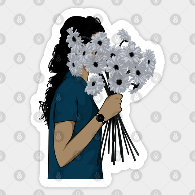 Girl with flowers Sticker by DG vectors